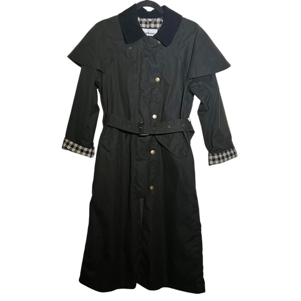 Barbour by Alexachung Trudie Green Waxed Long Coat Jacket US 8